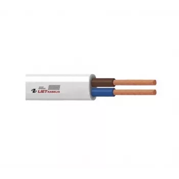 Cable plano flexible de PVC H05VVH2-F 2x1 mm² blanco, cable gemelo, 50m