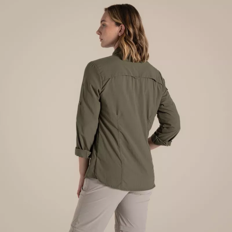 Camisa de manga larga con protección contra insectos Craghoppers NosiLife Adventure LS Shirt III mujer, Wild Olive, talla M