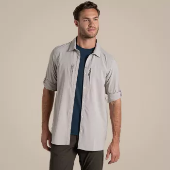 Camisa de manga larga Craghoppers NosiLife Pro V - camisa de viaje hombre, pergamino, talla L
