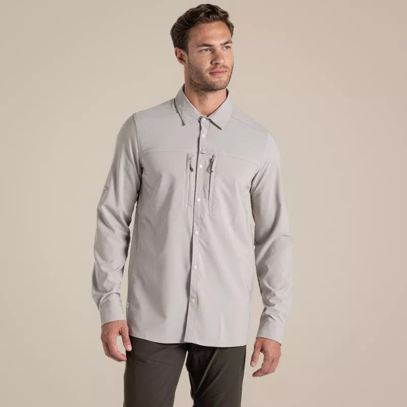 Camisa de manga larga Craghoppers NosiLife Pro V - camisa de viaje hombre, pergamino, talla L