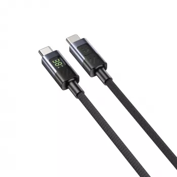 Cable UNITEK USB-C a USB-C con indicador LED de potencia 60W PD 480Mbps 1m trenzado Negro