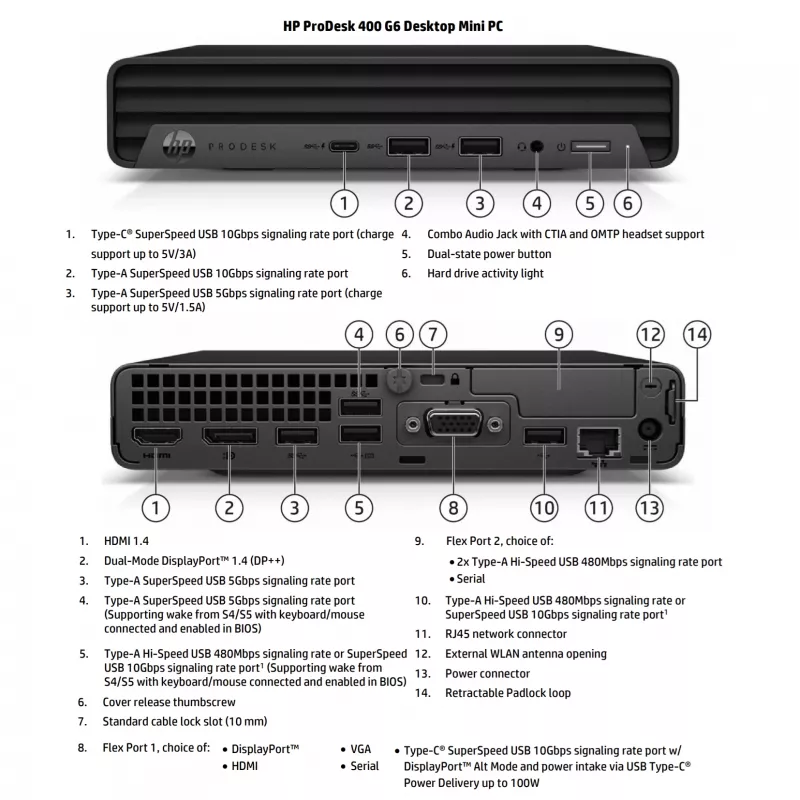HP Renewed Grade A ProDesk 400 G6 Mini PC de sobremesa – Intel Core i5-10500T, 16GB RAM, 256GB SSD, Intel UHD Graphics 630, Windows 11 Pro
