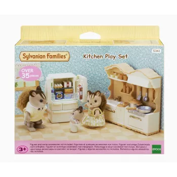 Cocina de casa de campo con nevera Sylvanian Families - set de muebles para casa de muñecas