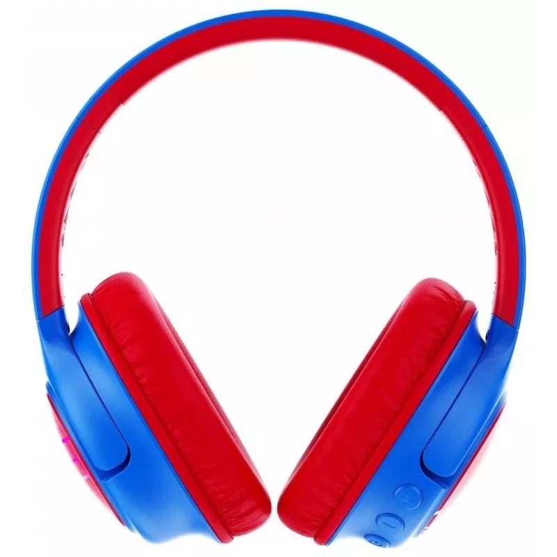 PowerLocus Bobo Kids auriculares inalámbricos, LED, AUX, azul/rojo