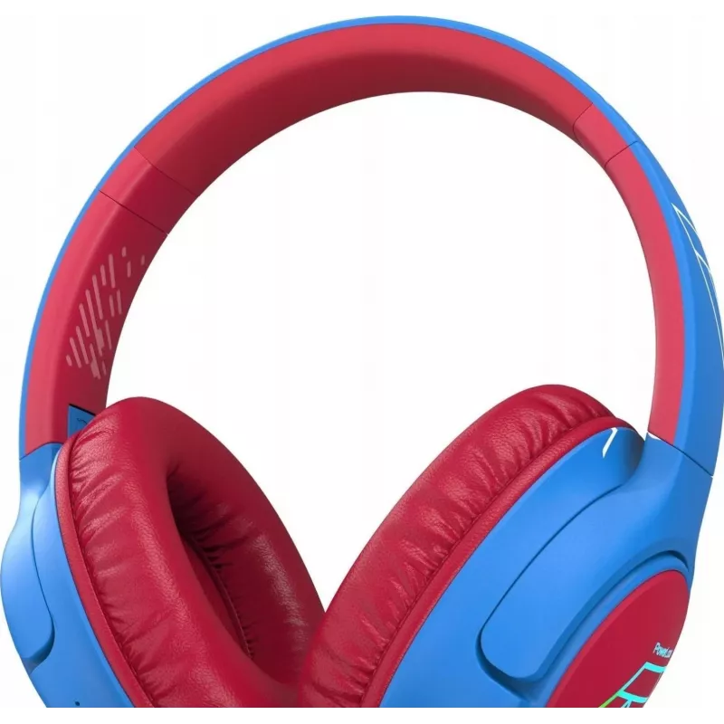 PowerLocus Bobo Kids auriculares inalámbricos, LED, AUX, azul/rojo
