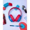 PowerLocus Bobo Kids auriculares inalámbricos, LED, AUX, azul/rojo