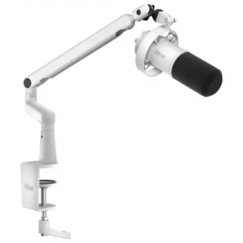 Micrófono dinámico FIFINE T688W con brazo articulado, USB/XLR, blanco