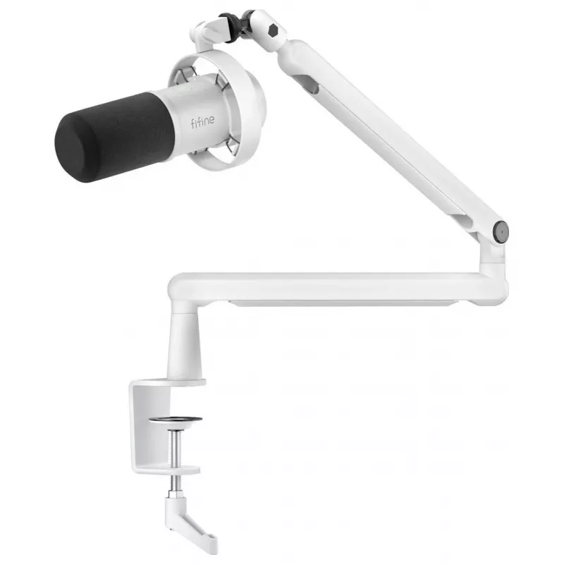 Micrófono dinámico FIFINE T688W con brazo articulado, USB/XLR, blanco