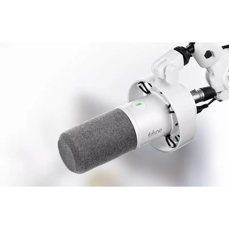 Micrófono dinámico FIFINE T688W con brazo articulado, USB/XLR, blanco