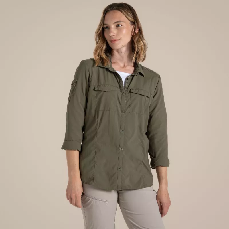 Camisa Craghoppers NosiLife Adventure LS Shirt III mujer - Wild Olive - L