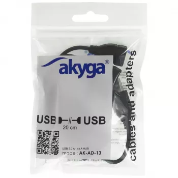 AKYGA AK-AD-13 hub USB 2.0 de 4 puertos, negro