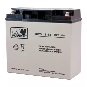MPL POWER ELEKTRO MPL MW POWER MWS 18-12 batería SAI plomo-ácido VRLA AGM sin mantenimiento 12 V 18 Ah negro, gris