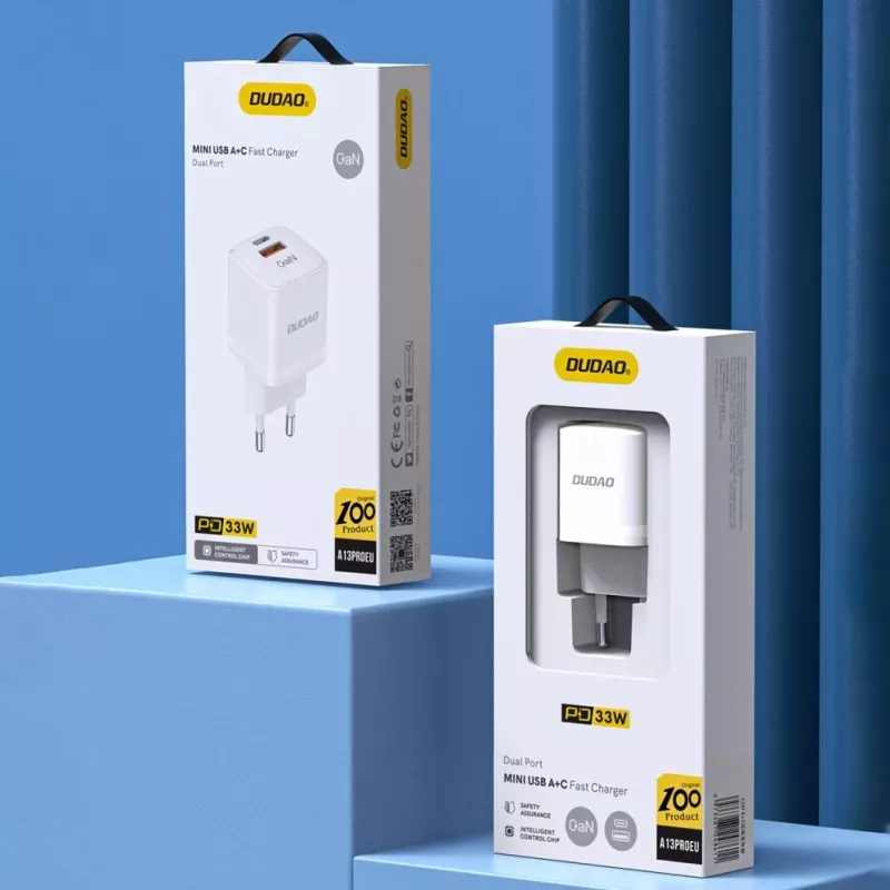 DUDAO A13Pro EU GaN 33W PPS cargador de pared USB-C/USB - blanco