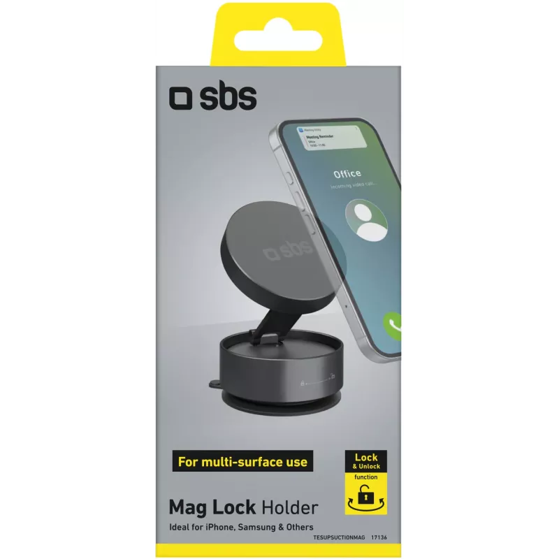 SBS TESUPSUCTIONMAG Soporte de mesa magnético con ventosa para smartphones, negro