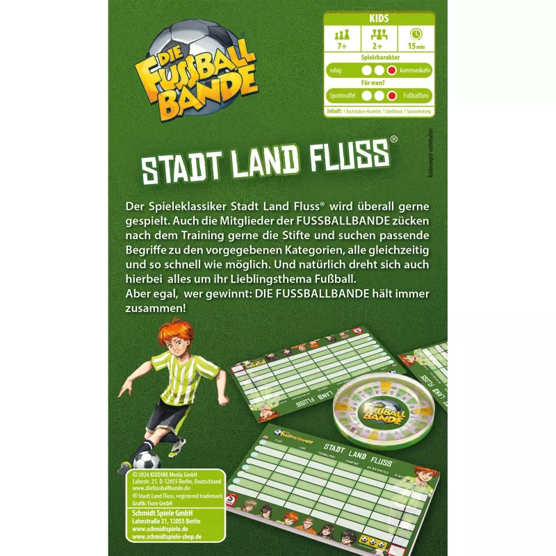 SCHMIDT SPIELE DIE FUSSBALLBANDE: Ciudad, país, río – Bloc de juego de palabras de fútbol