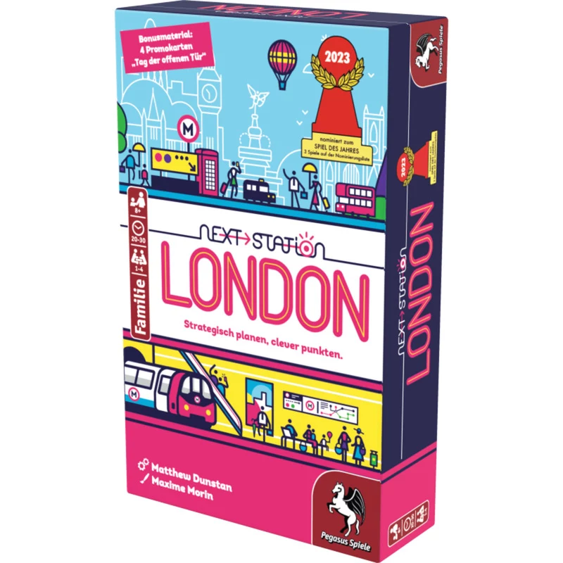 PEGASUS Next Station London – juego de mesa Flip-and-Write, 1–4 jugadores, a partir de 8 años