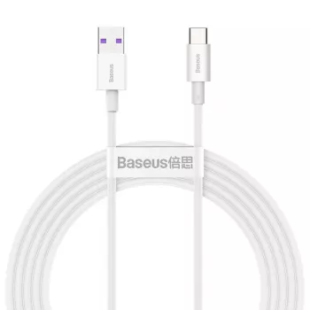 Baseus Superior Series Cable USB-A a USB-C, carga rápida 66W, 2m, blanco