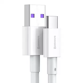Baseus Superior Series Cable USB-A a USB-C, carga rápida 66W, 2m, blanco