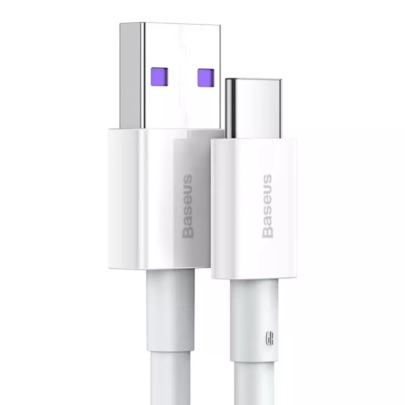 Baseus Superior Series Cable USB-A a USB-C, carga rápida 66W, 2m, blanco
