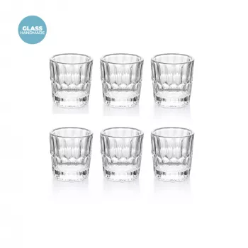 Guzzini Vanity Set de cristal con 6 vasos de chupito, transparente (13140500)