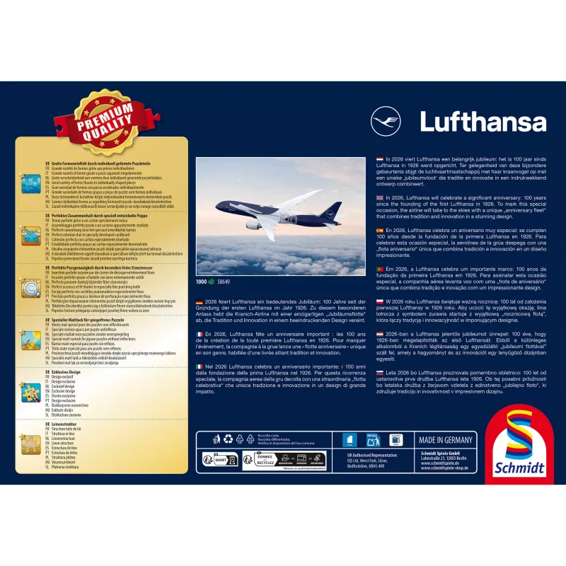 SCHMIDT SPIELE 100 años Lufthansa puzzle de 1000 piezas