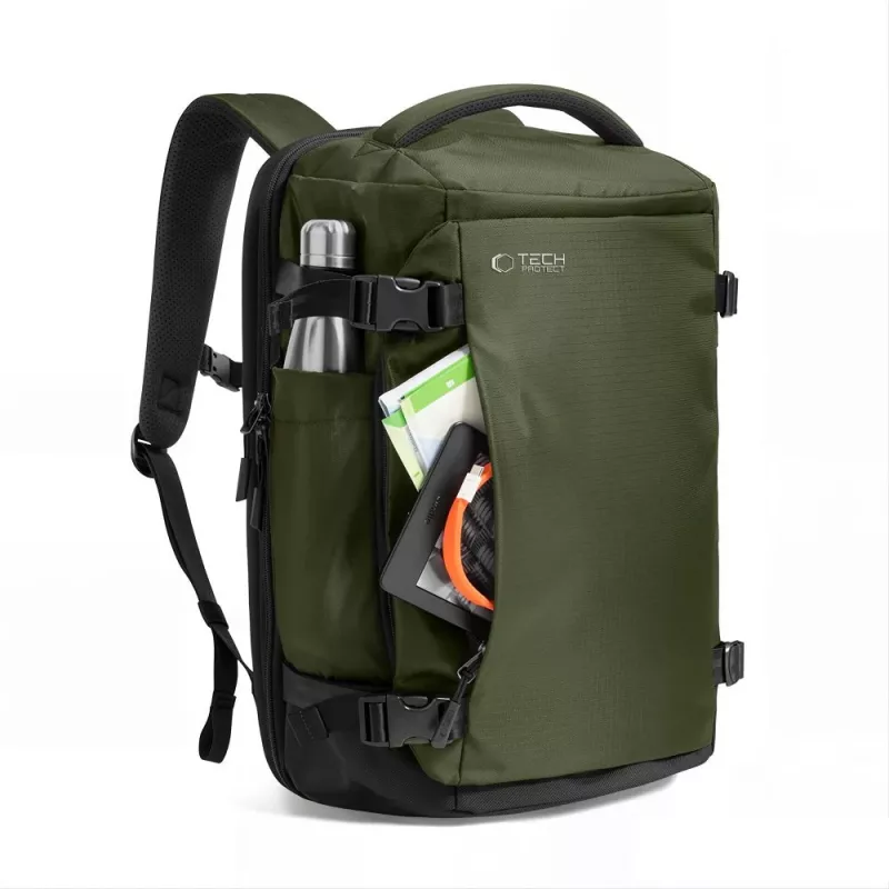 TECH-PROTECT DEFENDER S70 mochila de cabina para portátil de viaje Ryanair y Wizz Air 24L 40x30x20 verde militar