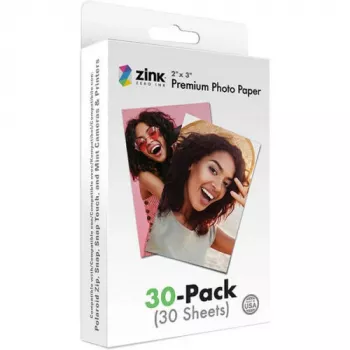Papel fotográfico ZINK Premium 2x3 30 hojas - Brillante con adhesivo para impresoras Zero-Ink