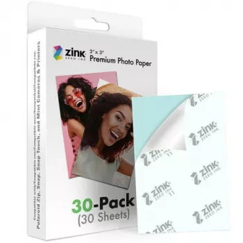 Papel fotográfico ZINK Premium 2x3 30 hojas - Brillante con adhesivo para impresoras Zero-Ink