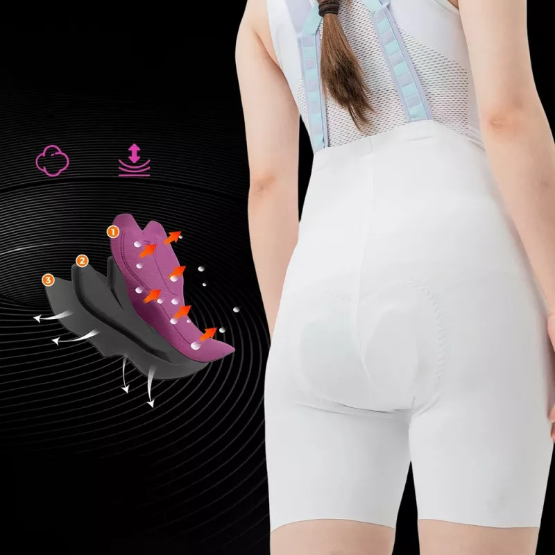 Culote con tirantes de ciclismo para mujer ROCKBROS YDDK017-1 TVI con badana de gel 3D, Blanco, talla L