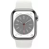 Apple Watch Series 8 GPS + Cellular 41mm caja de acero inoxidable con correa Sport Band, plata/blanco (MNJ53EL/A)