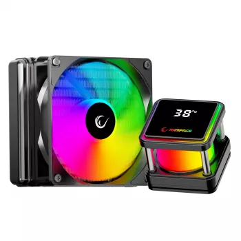 Rampage INFINITE V120 ARGB Disipador líquido para CPU de 120mm con indicador de temperatura, Negro