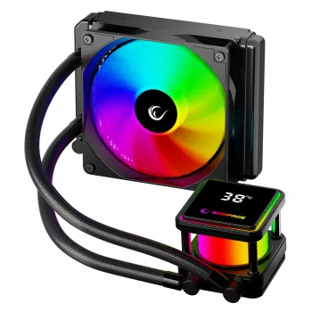 Rampage INFINITE V120 ARGB Disipador líquido para CPU de 120mm con indicador de temperatura, Negro