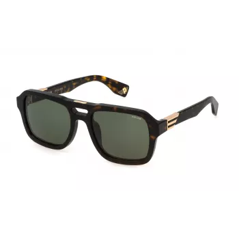 POLICE SPLN65-550722 Gafas de sol para hombre - Montura negra, lentes grises, 55 mm