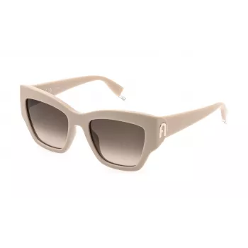 FURLA Gafas de sol para mujer Cat-Eye SFU891-5406CT - Montura de acetato Havana con lentes marrones degradadas, 54 mm