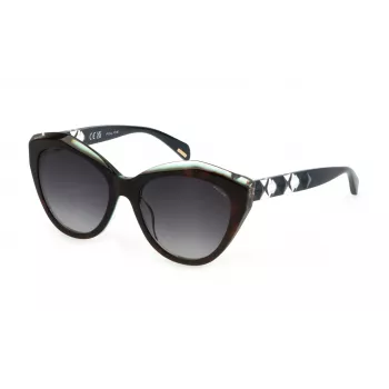 Gafas de sol de mujer POLICE SPLL35-5507NV Havana geométricas con lentes marrón degradado, 55 mm