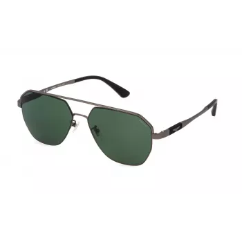 Gafas de sol de hombre POLICE SPLP30-590627 diseño rectangular - Montura negra, lentes grises, protección UV400