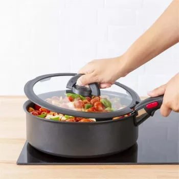 Tapa de cristal templado TEFAL Ingenio 16 cm con pomo plegable L9846153