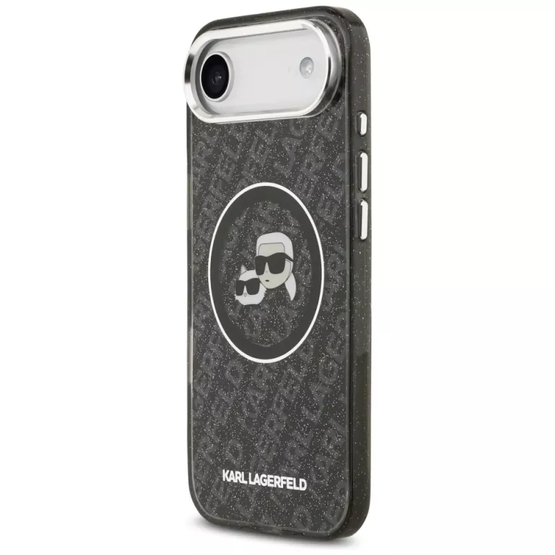 KARL LAGERFELD IML Glitter Karl & Choupette Heads Logo funda MagSafe para iPhone Air, negro