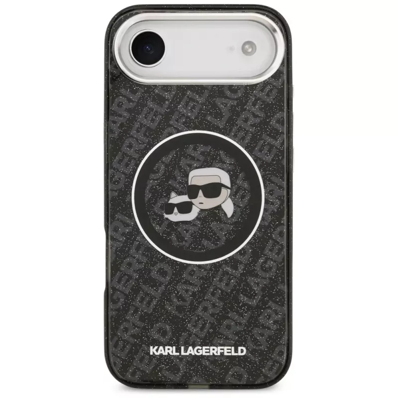 KARL LAGERFELD IML Glitter Karl & Choupette Heads Logo funda MagSafe para iPhone Air, negro