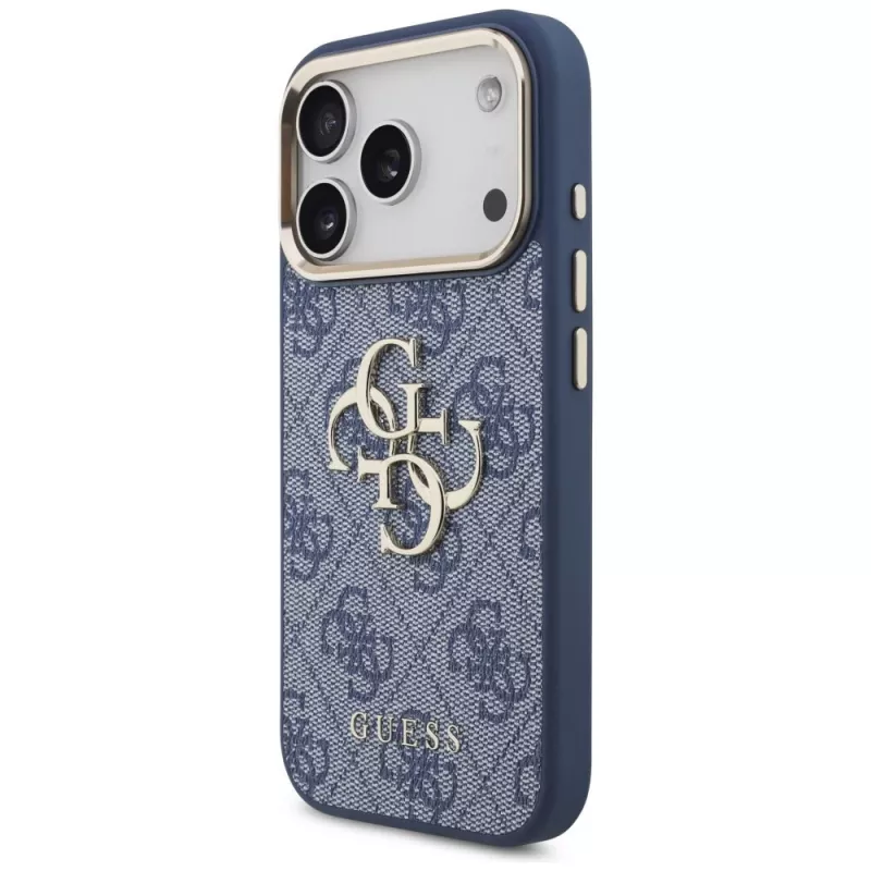 Guess 4G Classic Logo funda para Apple iPhone 18 Pro / 17 Pro, azul con detalles dorados