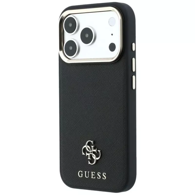 Guess Saffiano Small 4G & Classic Logo funda MagSafe para Apple iPhone 17 Pro Max / 18 Pro Max - negro