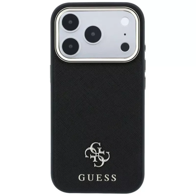 Guess Saffiano Small 4G & Classic Logo funda MagSafe para Apple iPhone 17 Pro Max / 18 Pro Max - negro