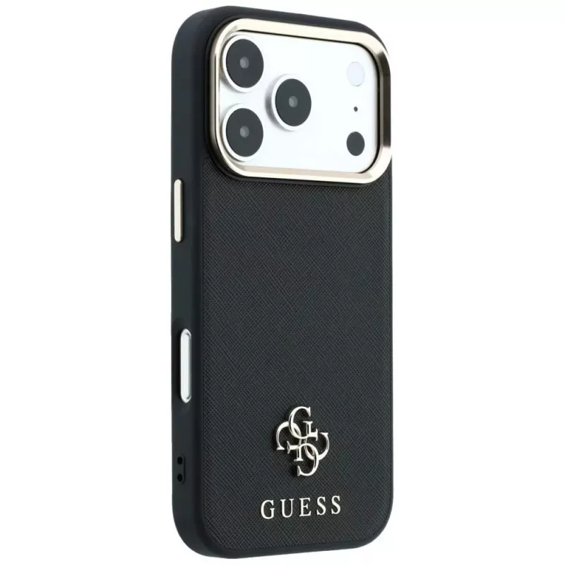 Guess Saffiano Small 4G & Classic Logo funda MagSafe para Apple iPhone 17 Pro Max / 18 Pro Max - negro
