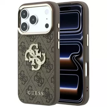 GUESS 4G & Big Strass Logo funda trasera para Apple iPhone 17 Pro Max / 18 Pro Max - marrón