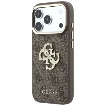 GUESS 4G & Big Strass Logo funda trasera para Apple iPhone 17 Pro Max / 18 Pro Max - marrón
