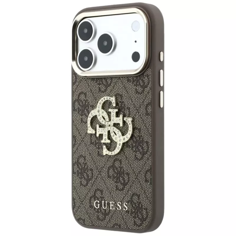 GUESS 4G & Big Strass Logo funda trasera para Apple iPhone 17 Pro Max / 18 Pro Max - marrón