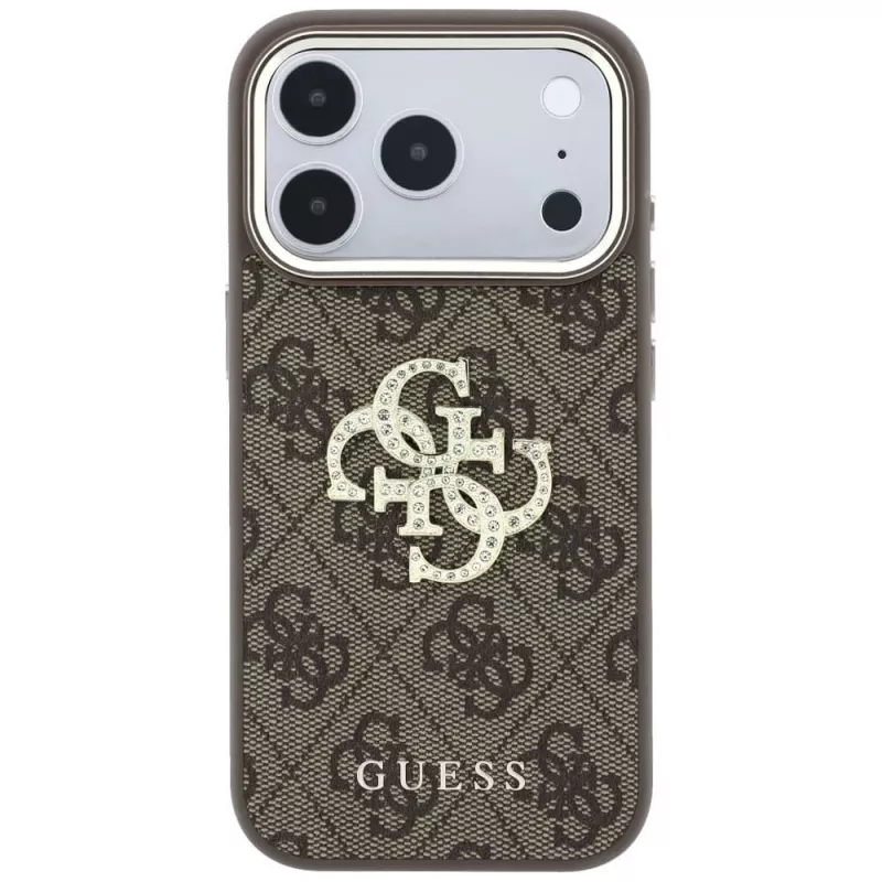 GUESS 4G & Big Strass Logo funda trasera para Apple iPhone 17 Pro Max / 18 Pro Max - marrón