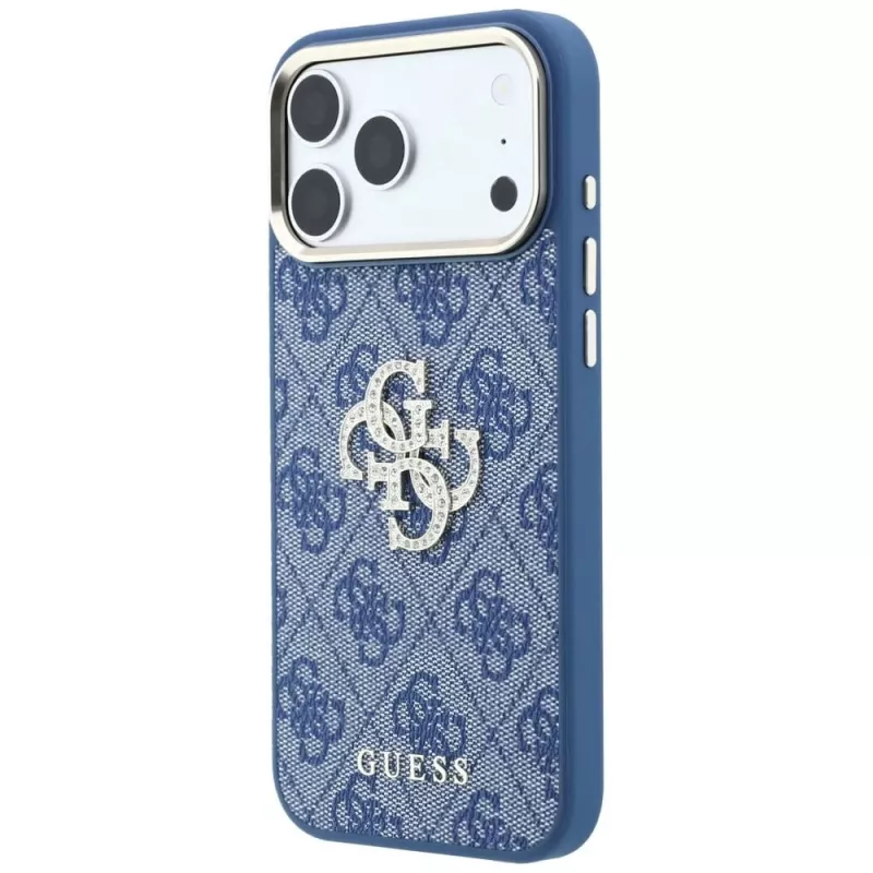 GUESS 4G & Big Strass Logo funda rígida para iPhone 18 Pro / 17 Pro - azul