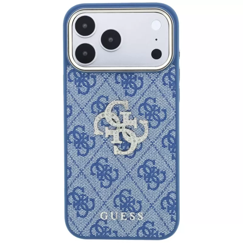 GUESS 4G & Big Strass Logo funda rígida para iPhone 18 Pro / 17 Pro - azul