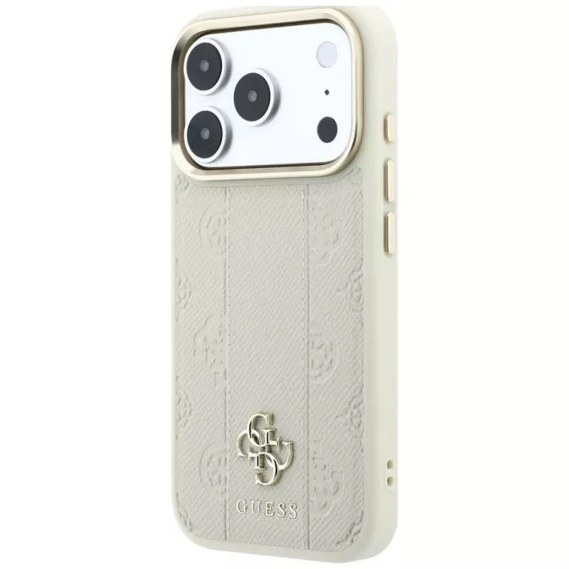 Guess Stripe Peony 4G Logo funda MagSafe para Apple iPhone 18 Pro / 17 Pro - beige